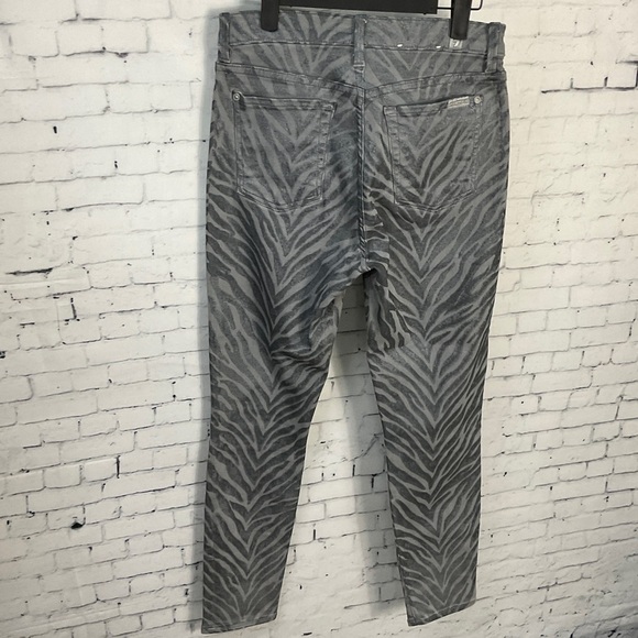 7 For All Mankind Women Gray Skinny Jean Stretch Animal Print High Rise - Picture 8 of 12